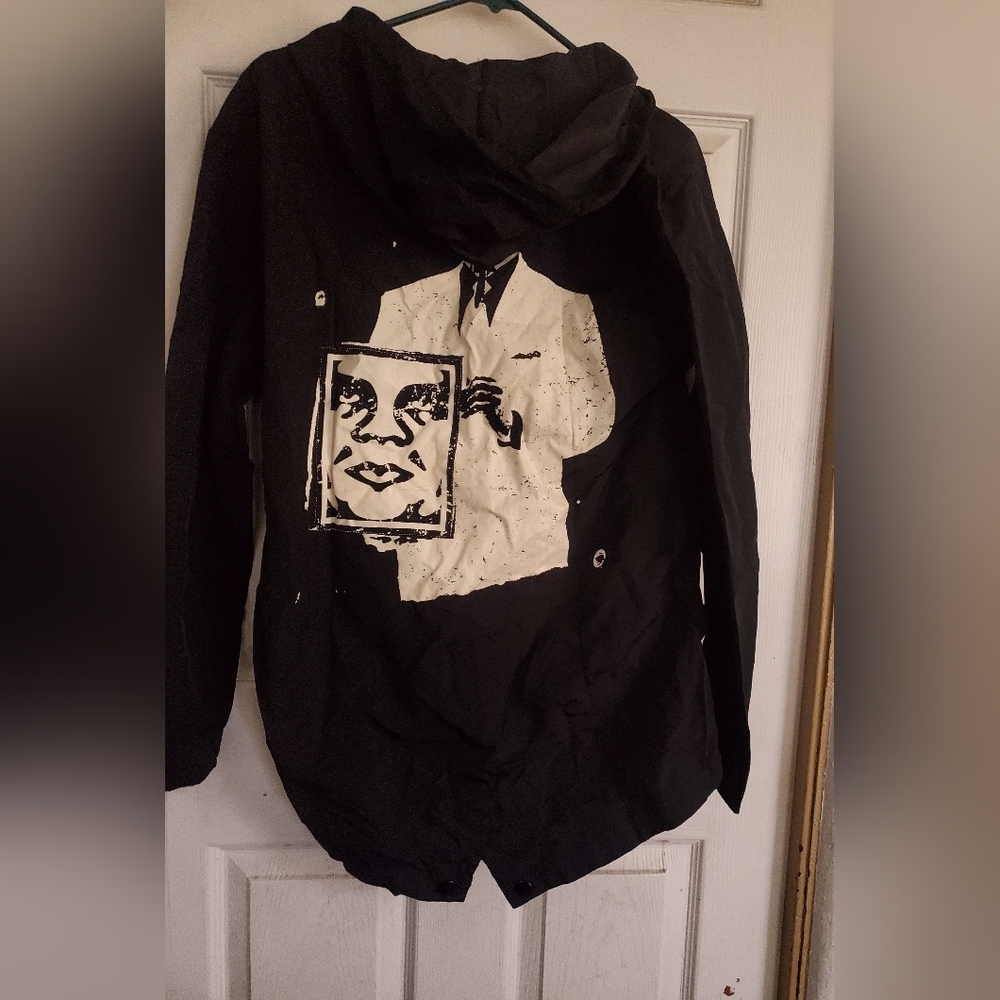 Obey Black and White Graphic Men's Jacket, Size Medium - Picture 3 of 8